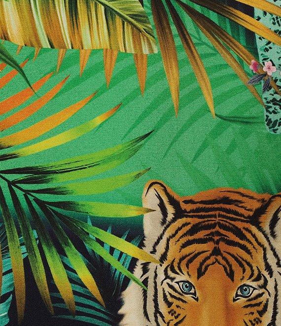 JOHNNY WAS Janie Favorite Printed Bamboo Blend Knit V-Neck Short Sleeve Dress Product Image