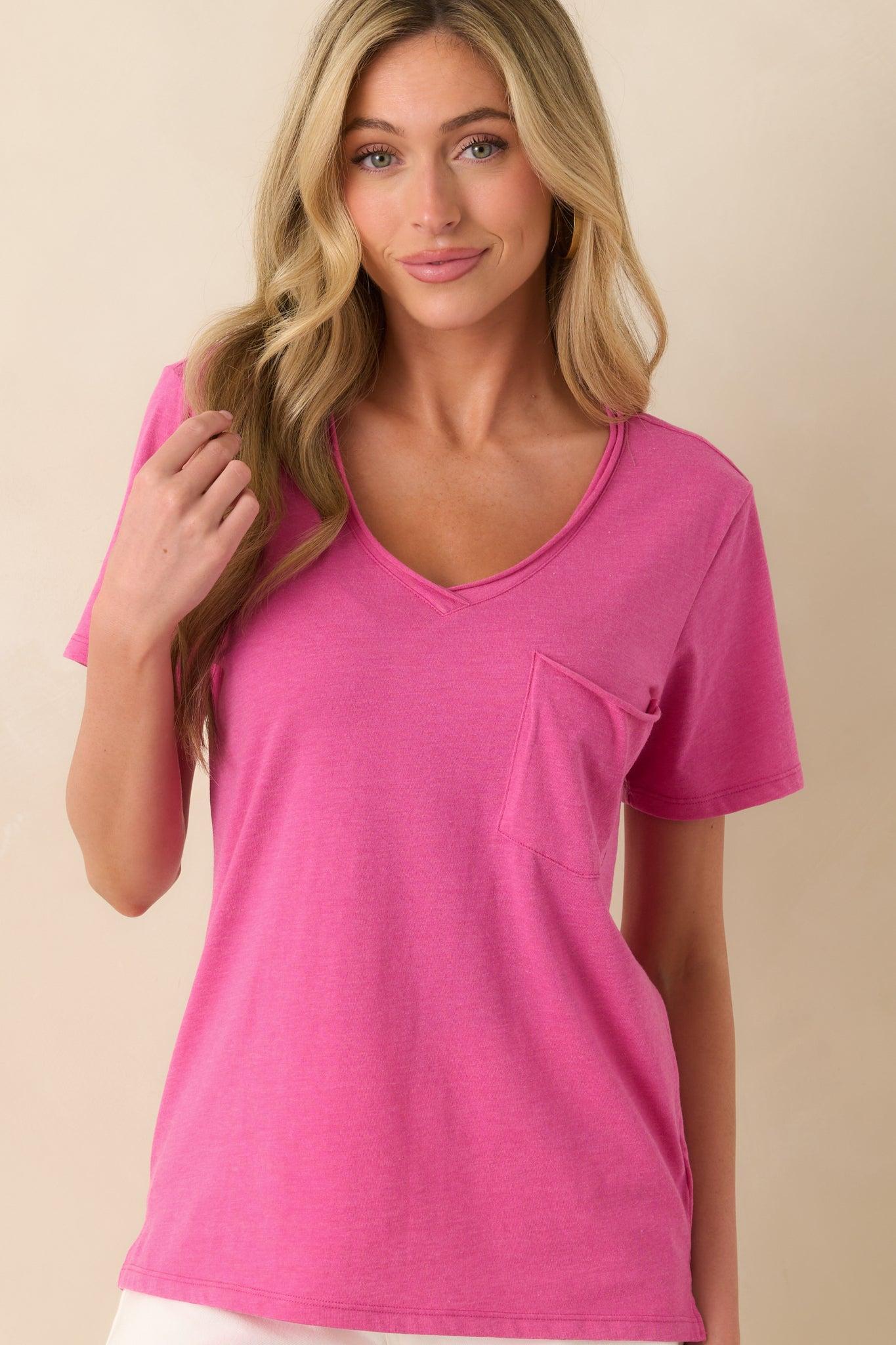 Z Supply Pink Cotton Modern Pocket Tee Product Image