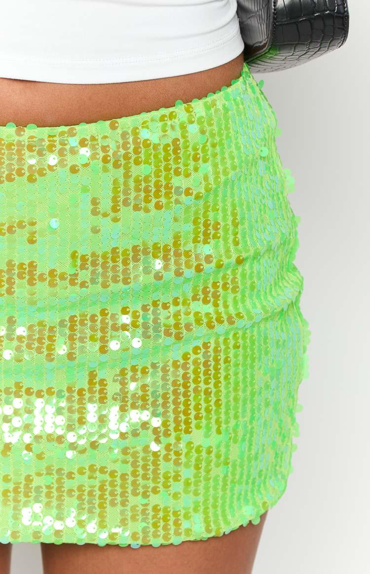 Emiko Green Sequin Mini Skirt Girls Product Image