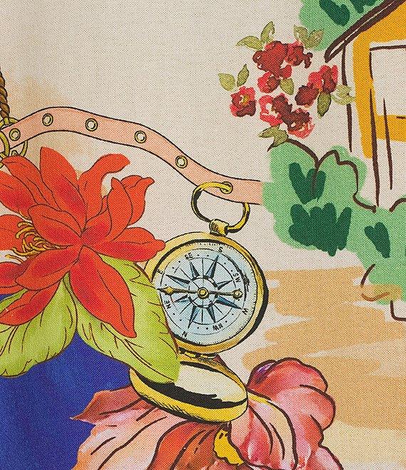 Antonio Melani Polina Linen Blend Ocean Print Button Front Collar Long Sleeve Coordinating Blouse Product Image