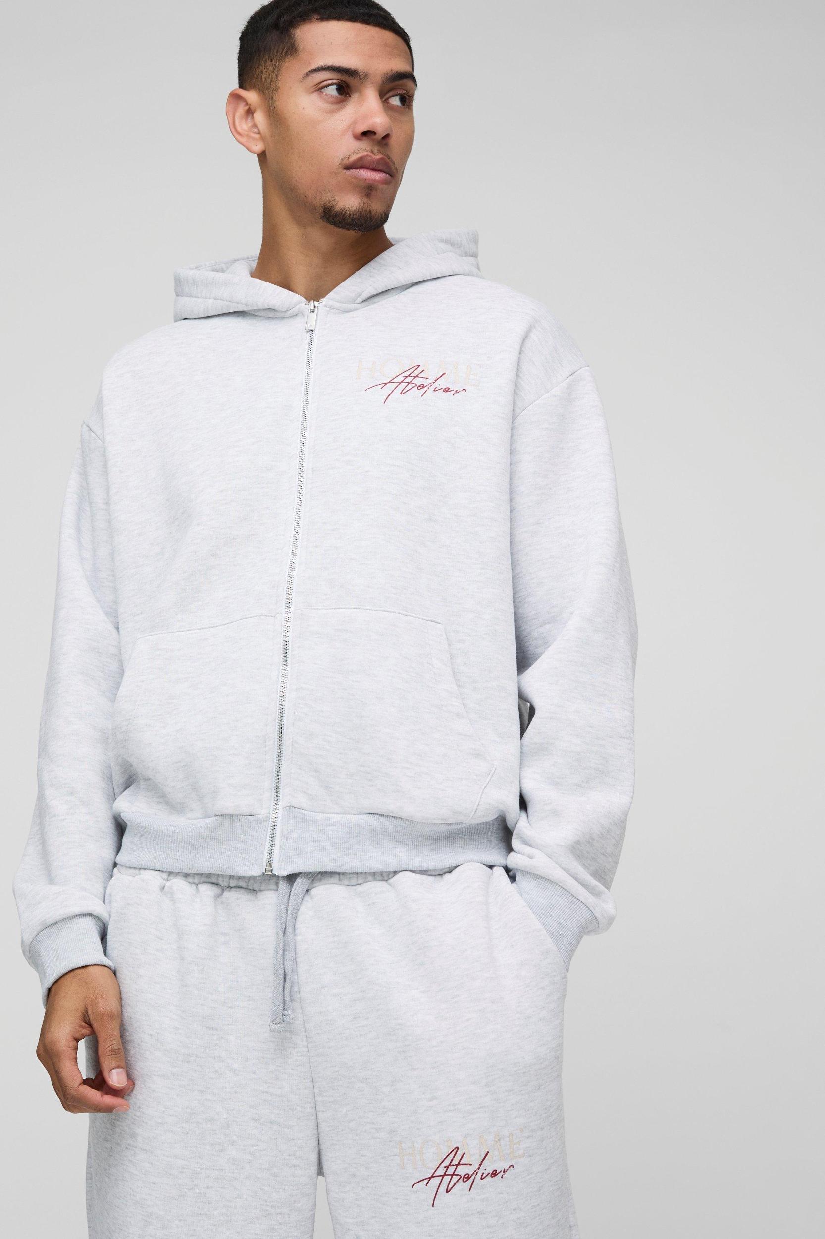 Oversized Boxy Homme Contrast Stitch Zip Through Tracksuit | boohooMAN USA Product Image