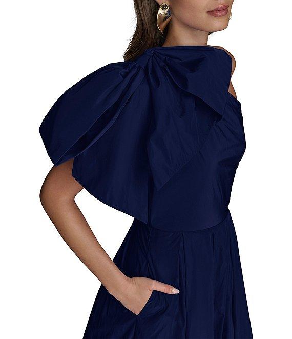 Donna Karan Taffeta Bow One Shoulder Sleeveless Ballgown Product Image