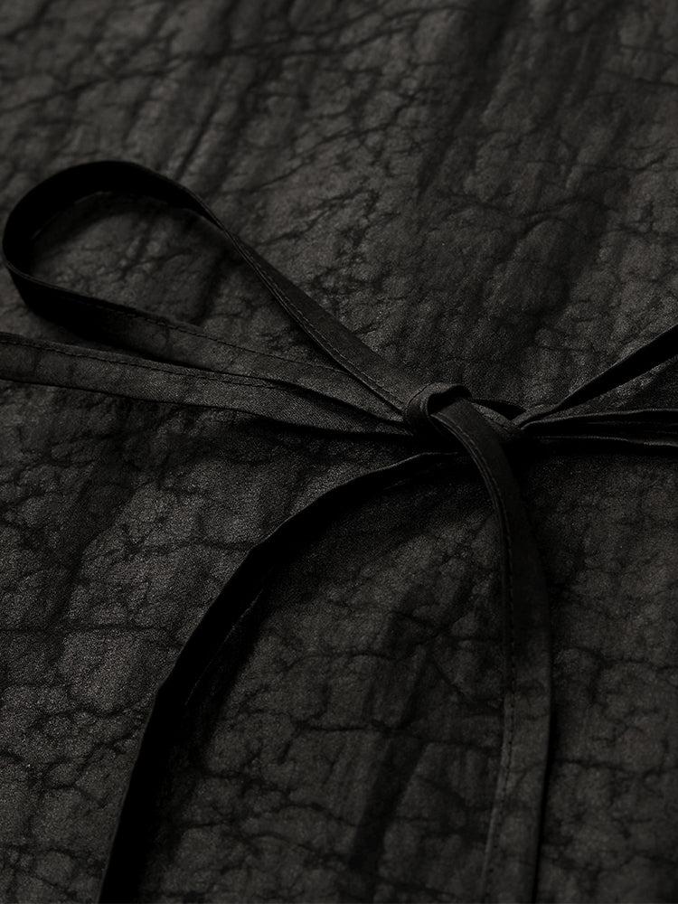 18 Momme Xiang Yun Silk Gathered Waist Women Midi Dress With Pockets Product Image