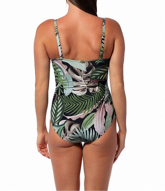 Jantzen Jungle Glam Flora Sweetheart Neck Tummy Control Bandeau One Piece Swimsuit Product Image