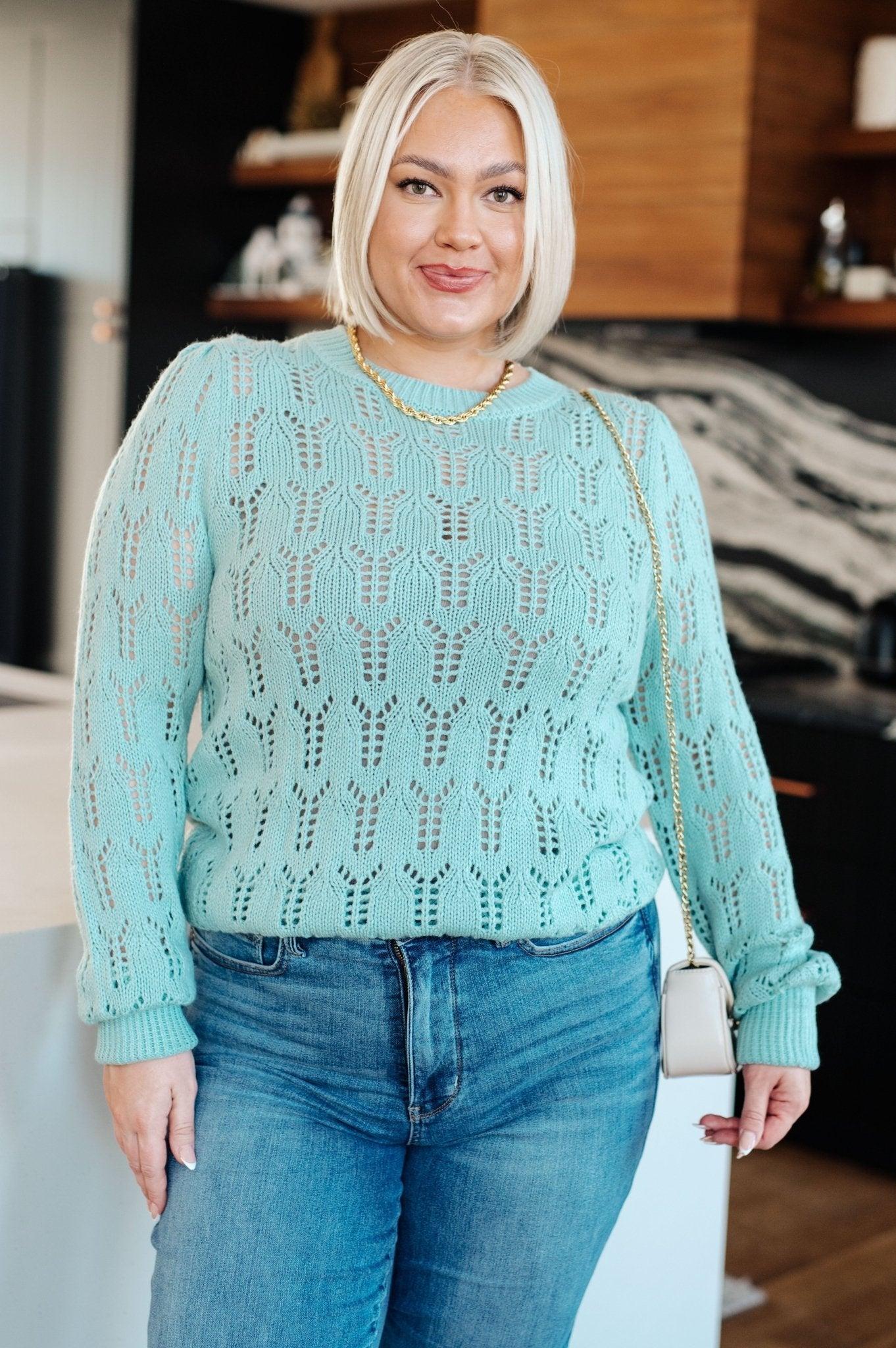 Hole In One Sheer Pointelle Knit Sweater Product Image