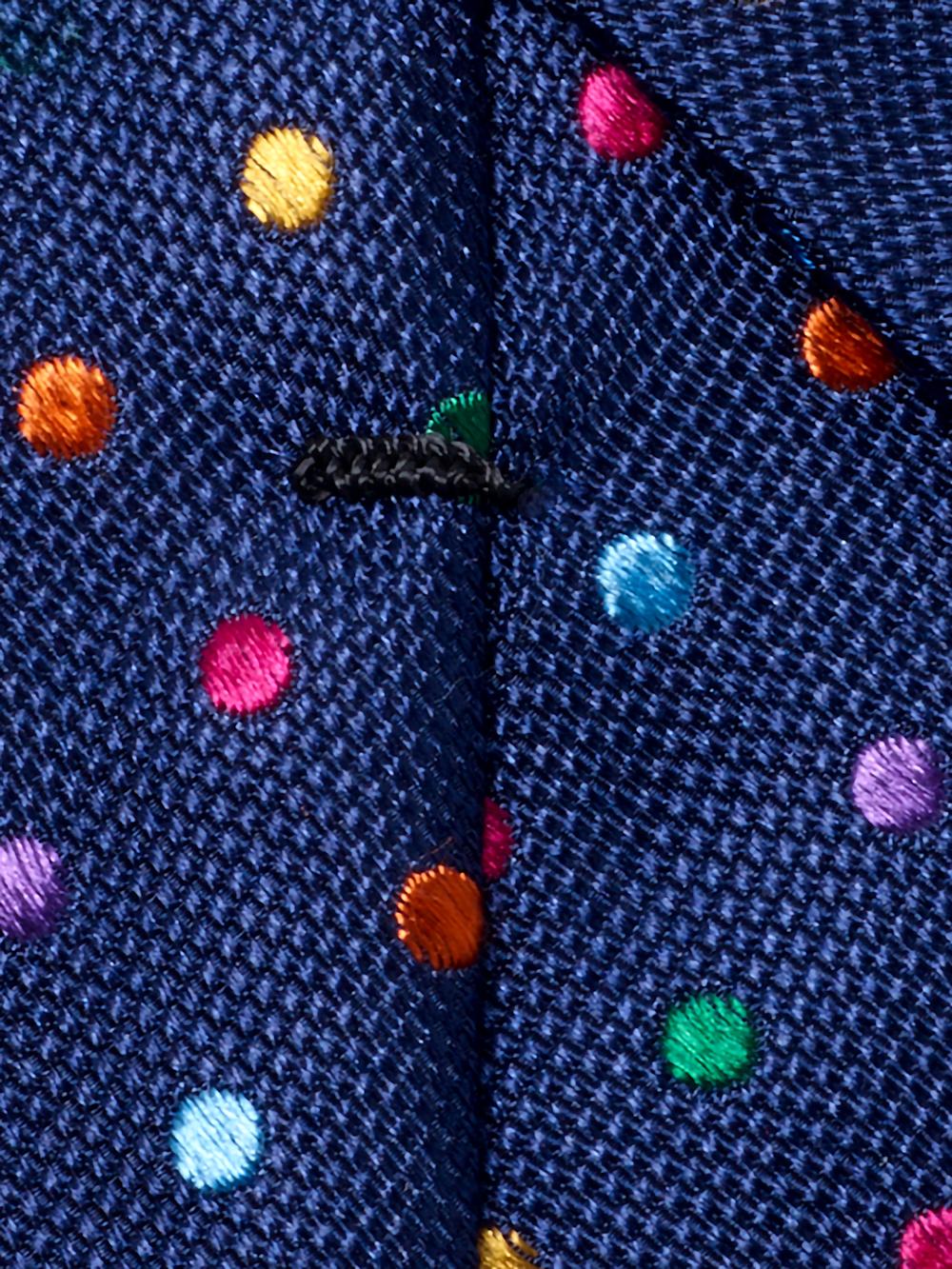 Dot Woven Silk Tie - Navy Multi Product Image