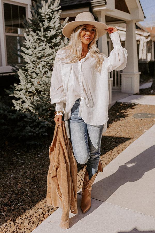 Class And Charm Button Up Top in Ivory Product Image