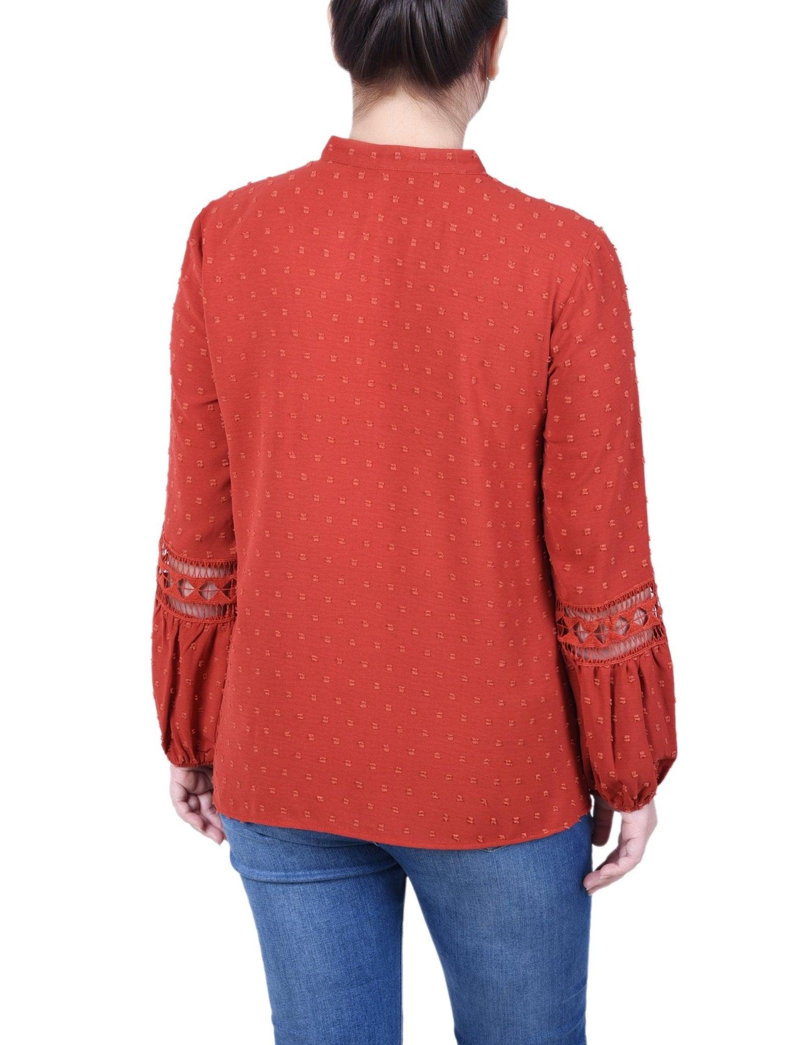 Long Sleeve Blouse With Crochet Trim - Petite Product Image