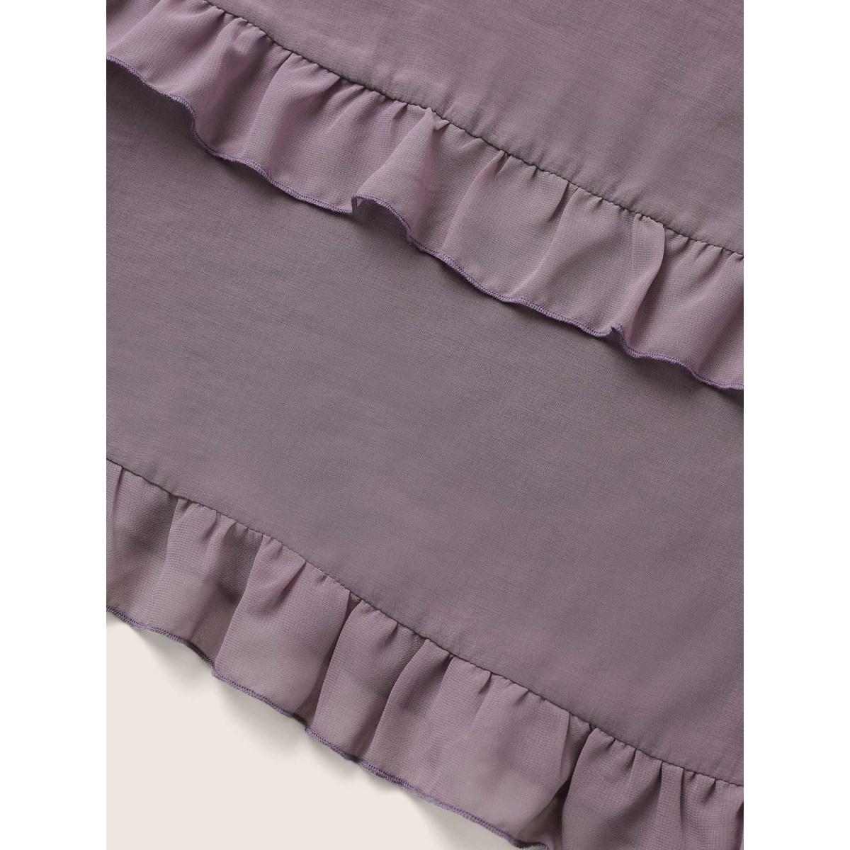 Plus Size Mauve Plain Tiered Ruffles Patched Pocket Blouse Women Casual Short sleeve Round Neck Everyday Blouses BloomChic 30/6X Product Image