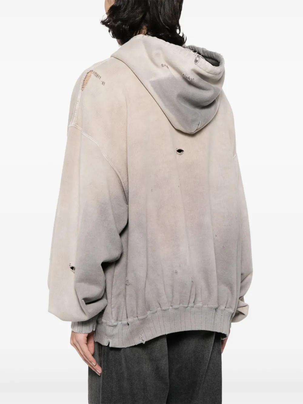 distressed-effect cotton hoodie Product Image