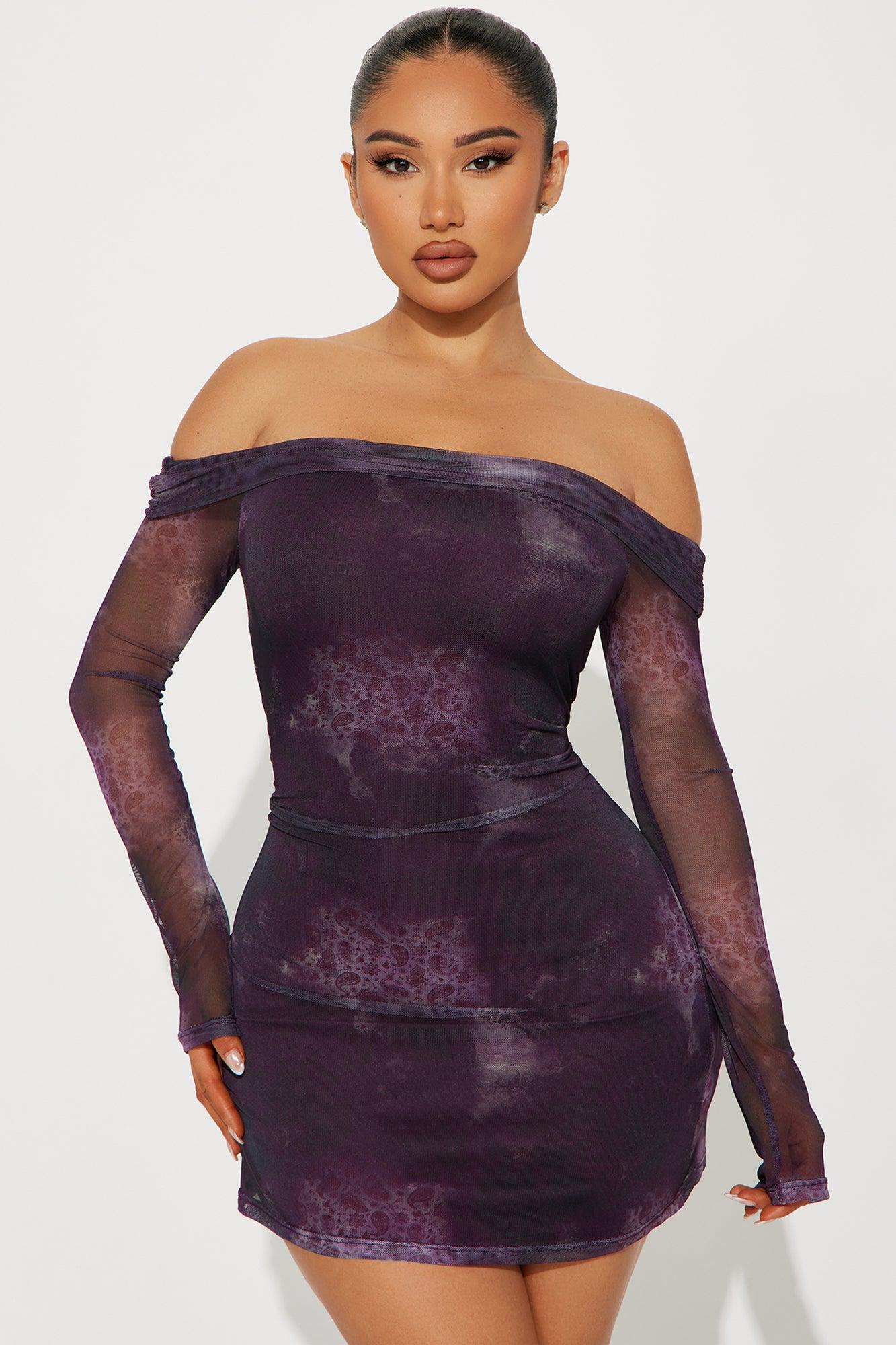 Going Rogue Mesh Mini Dress - Purple Product Image