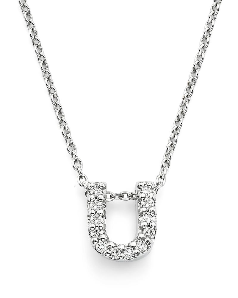 Womens Tiny Treasures 0.08 TCW Diamond & 18K White Gold Initial Necklace Product Image