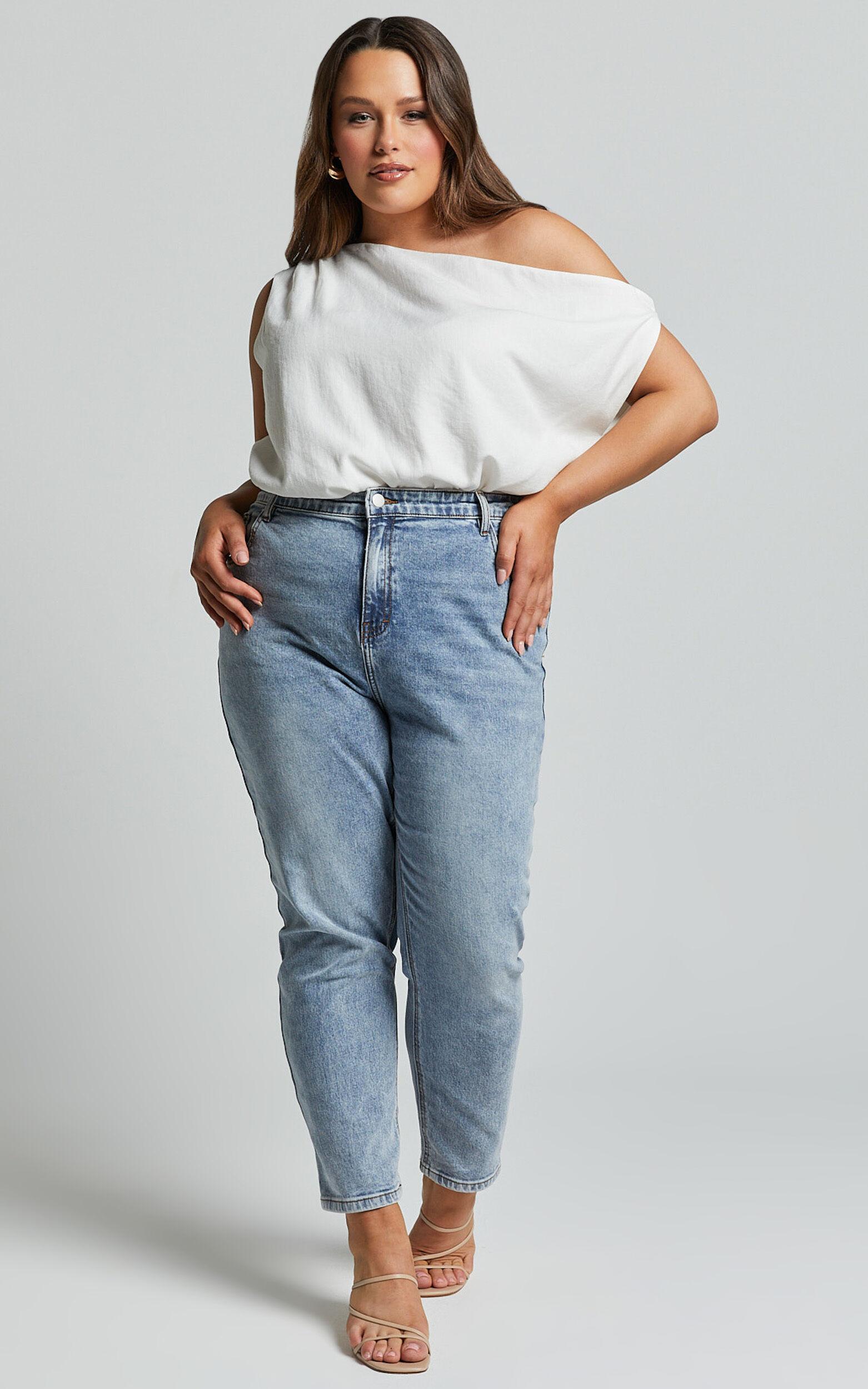 Mabel Bodysuit - Asymmetrical Neckline One Shoulder in White Product Image