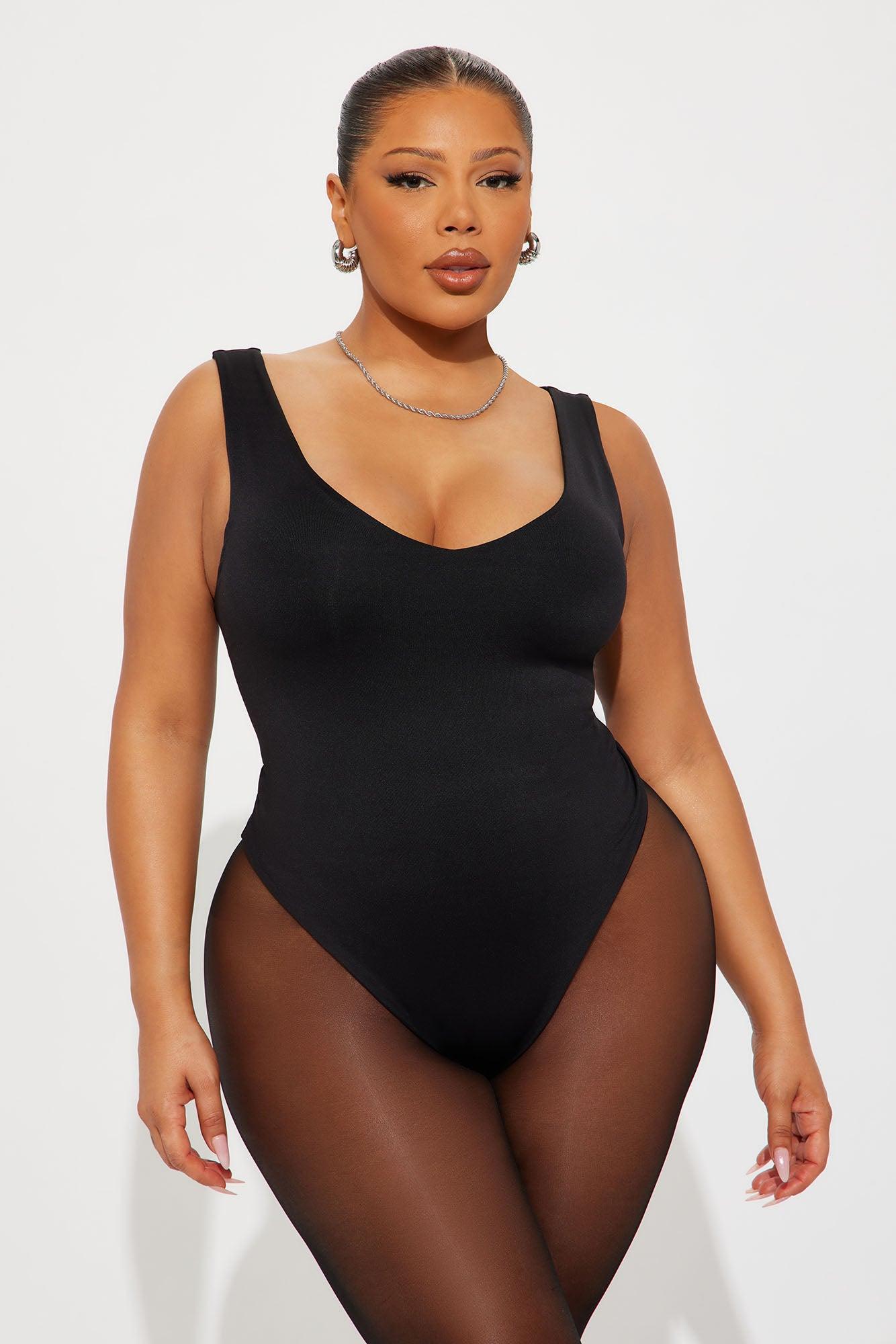 Contour Double Lined V-Neck Bodysuit - Black Female Product Image