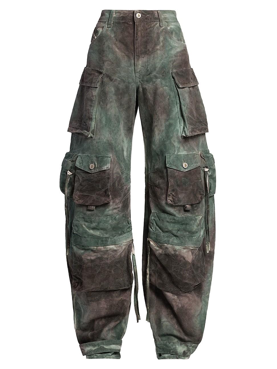 Womens Abstract Cotton Wide-Leg Cargo Pants Product Image