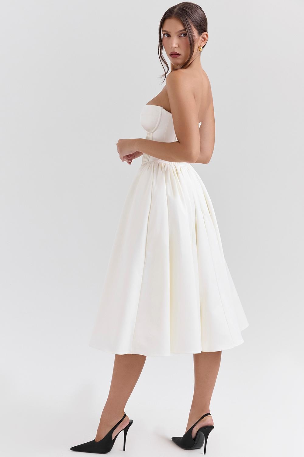 Coco  vintage ivory satin midi dress Product Image