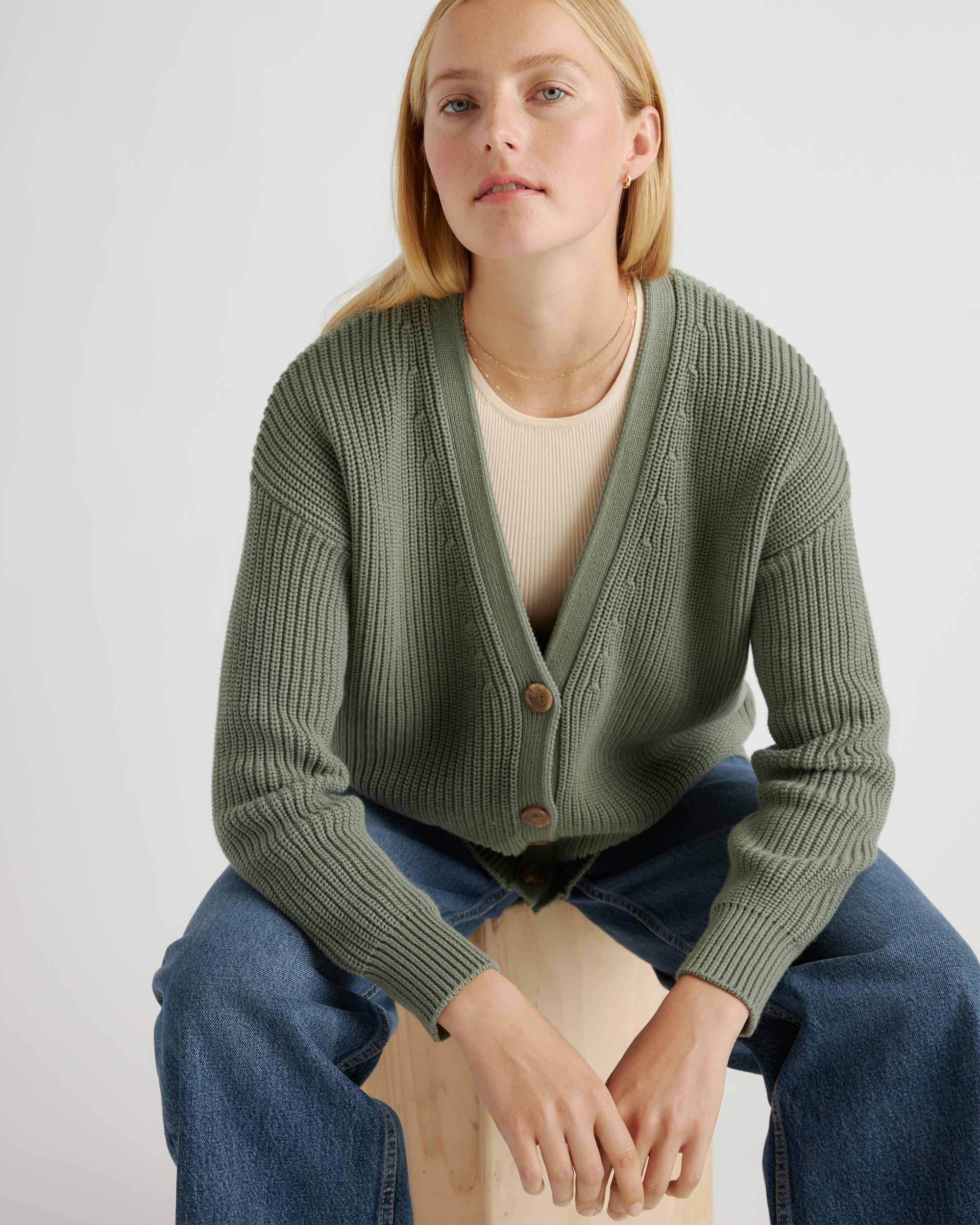Quince | Women's OverSized Boyfriend Cardigan Sweater Organic Cotton Product Image