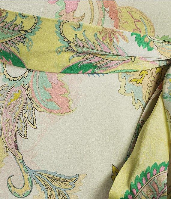 Gianni Bini Jenni Paisley Printed Satin V-Neck Long Sleeve Mini Wrap Dress Product Image