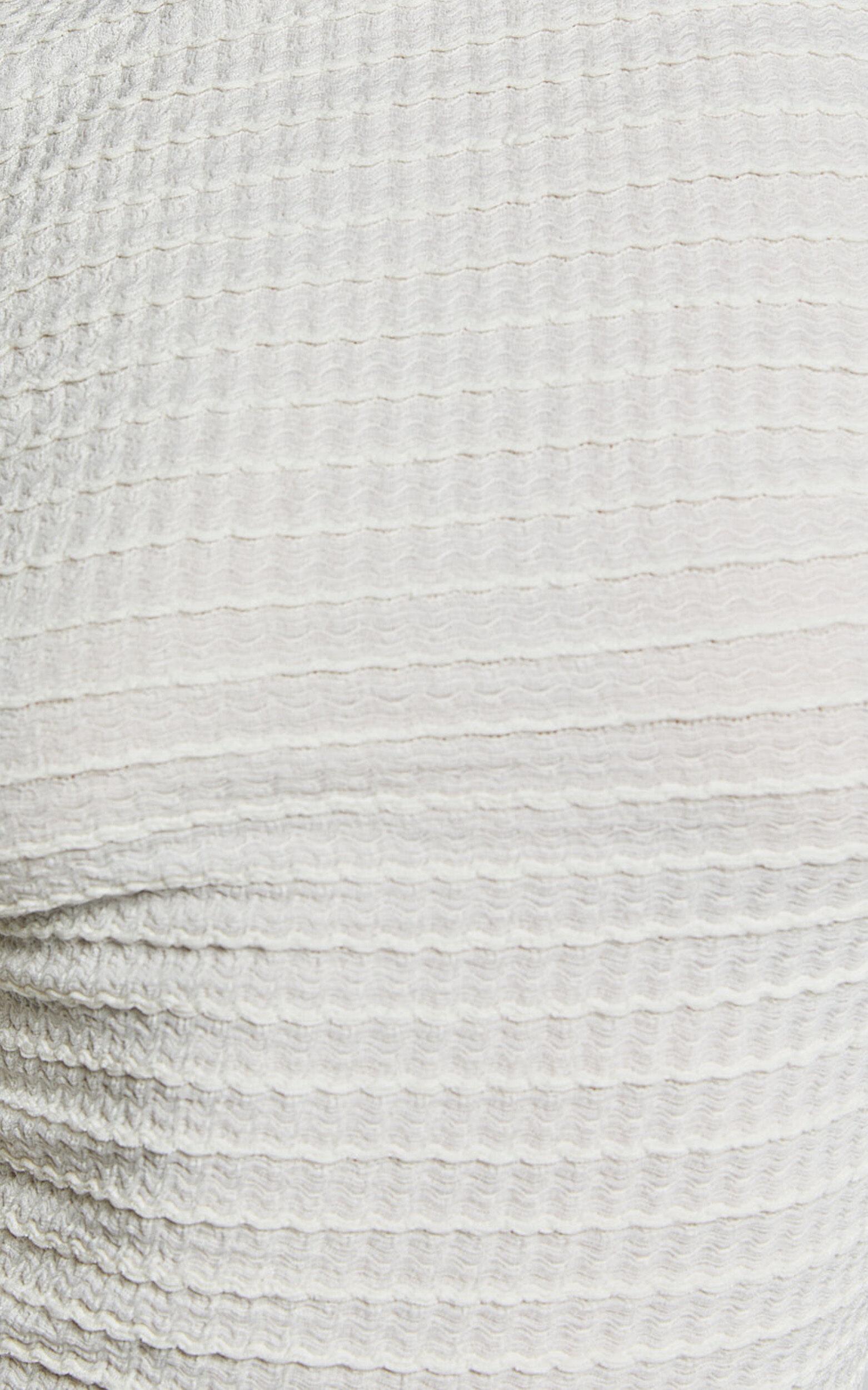 Madeline Top - Long Sleeve Textured Boat Neck Top in Cream Product Image