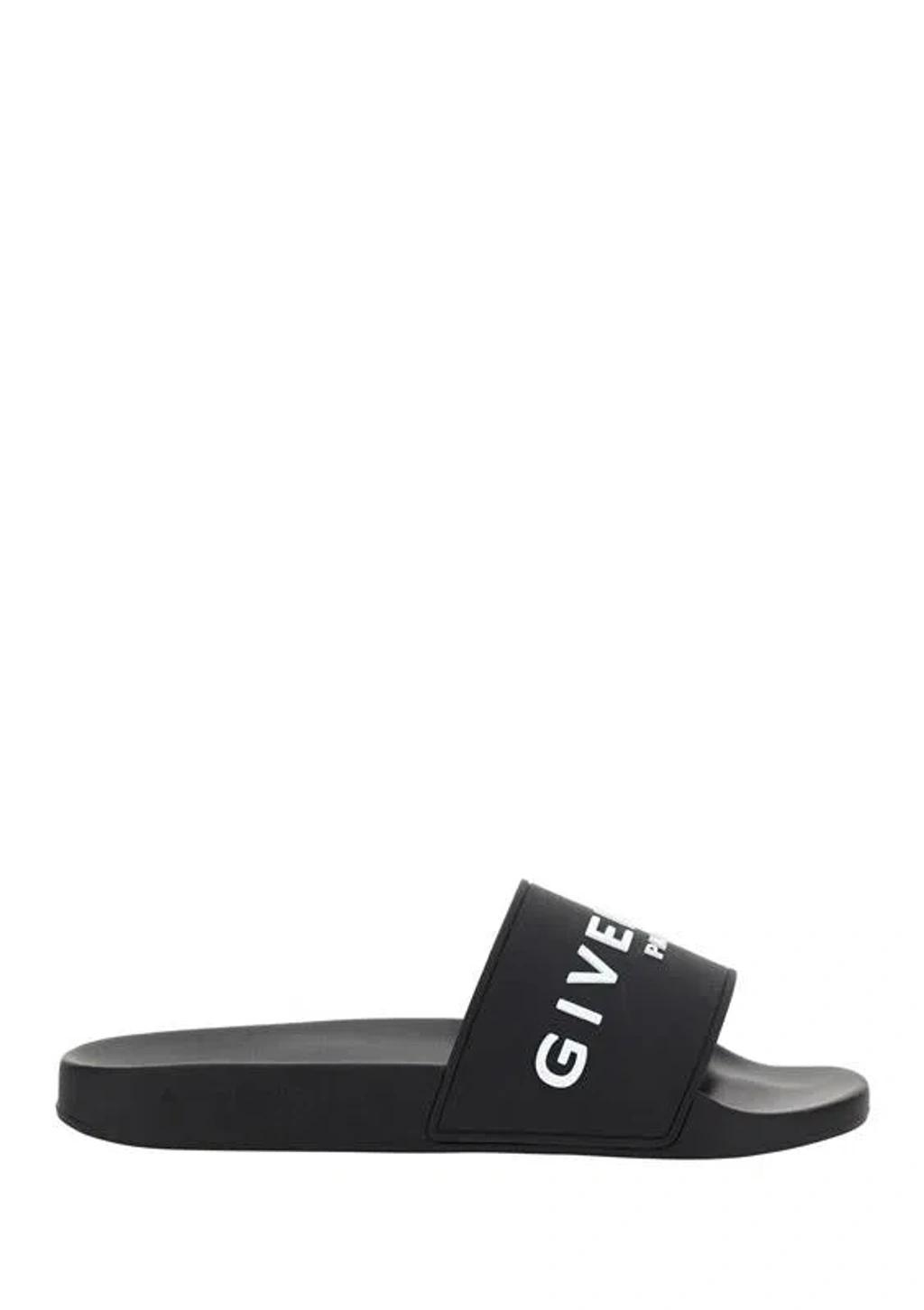 Black Logo-Print Pool Slides Product Image