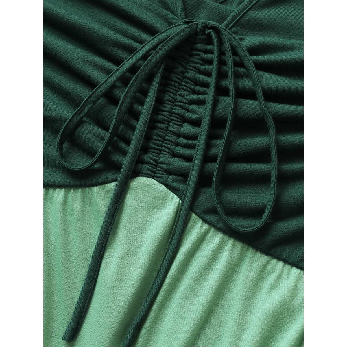 Plus Size Everywhere Dress - Two Tone Drawstring Dress Palemauve Women Elegant Patchwork Non Cap Sleeve Curvy BloomChic 30/6X Product Image