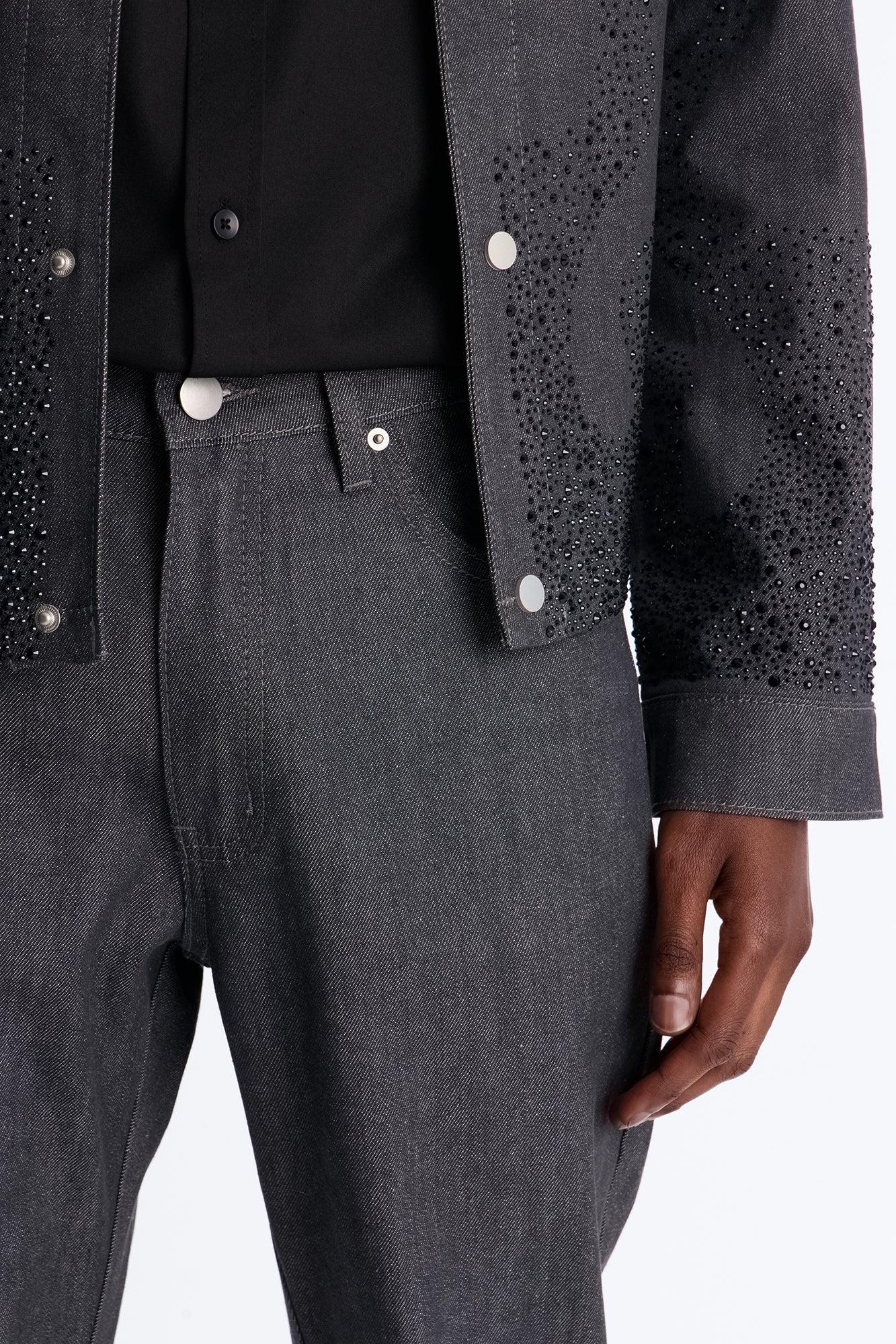 Stacked Slim Flare Dark Ember Jean - Grey Male Product Image