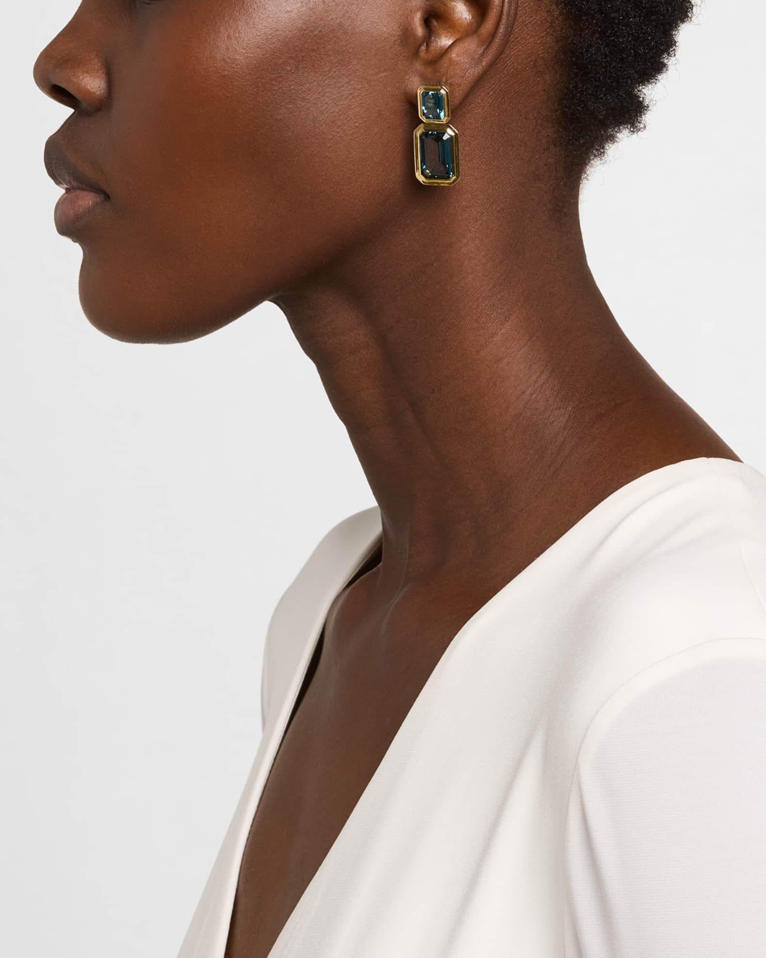 18K Yellow Gold London Blue Topaz Dangle Earrings Product Image