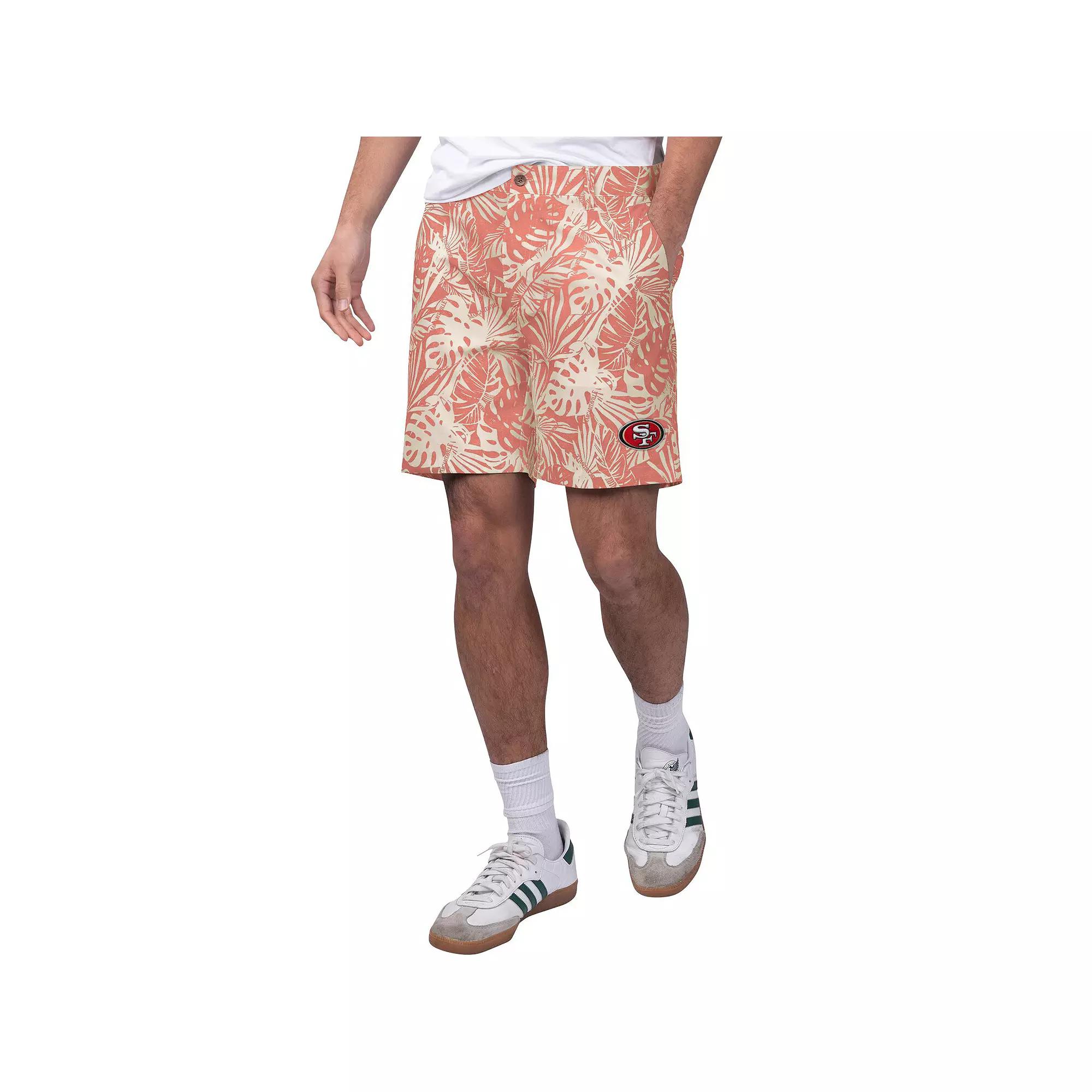 Men's Margaritaville Scarlet San Francisco 49ers Sandwashed Monstera Print Amphib Shorts,  Product Image