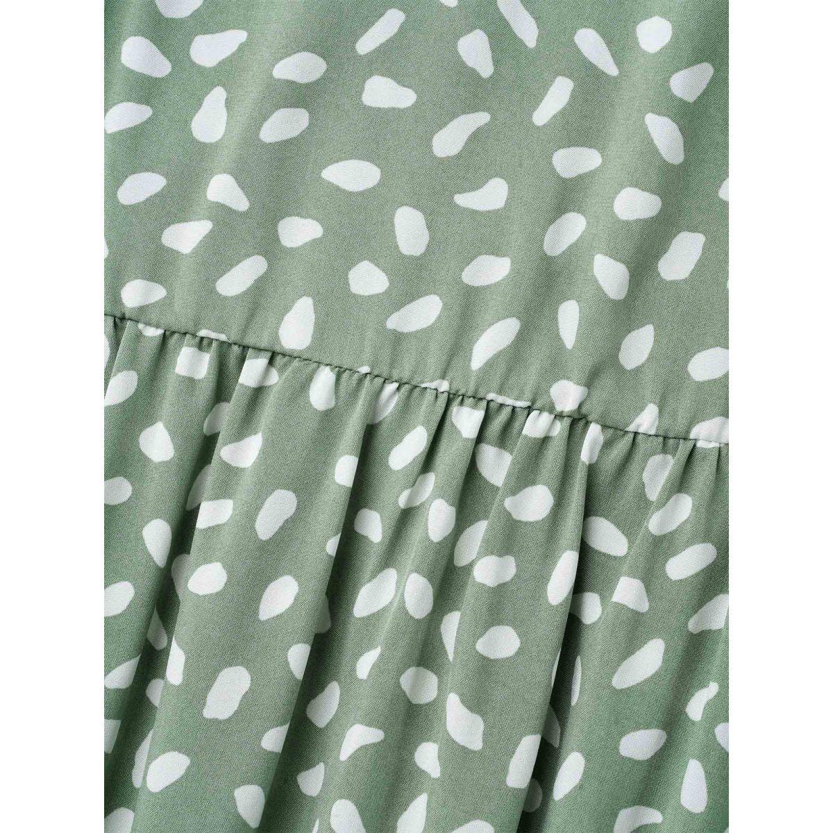 Plus Size Polka Dot Print V-Neck Half Sleeve Midi Dress Greenbean Women Elegant Non V-neck Short sleeve Curvy BloomChic 28/5X Product Image