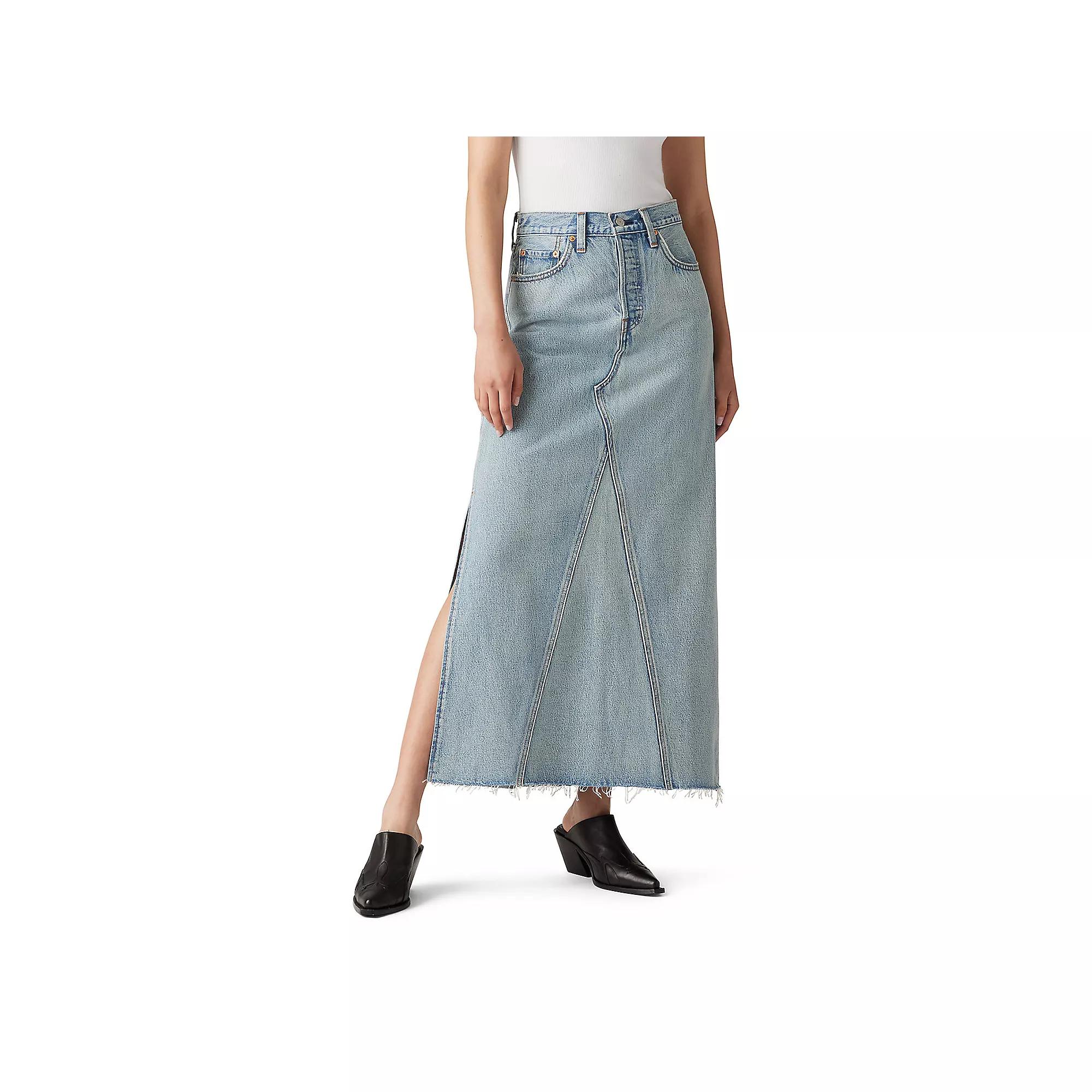 Womens Levis Iconic Long Denim Maxi Skirt Not In The Mood Grey Product Image