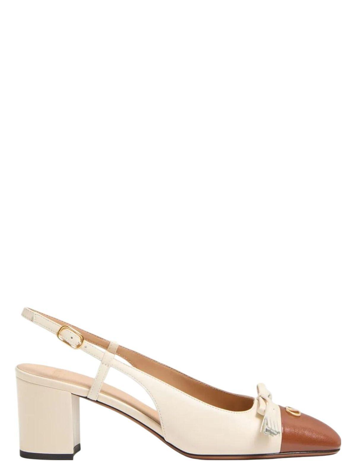 VALENTINO GARAVANI Leather Vlogo Signature Pumps With Slingback Strap In Neutral Product Image