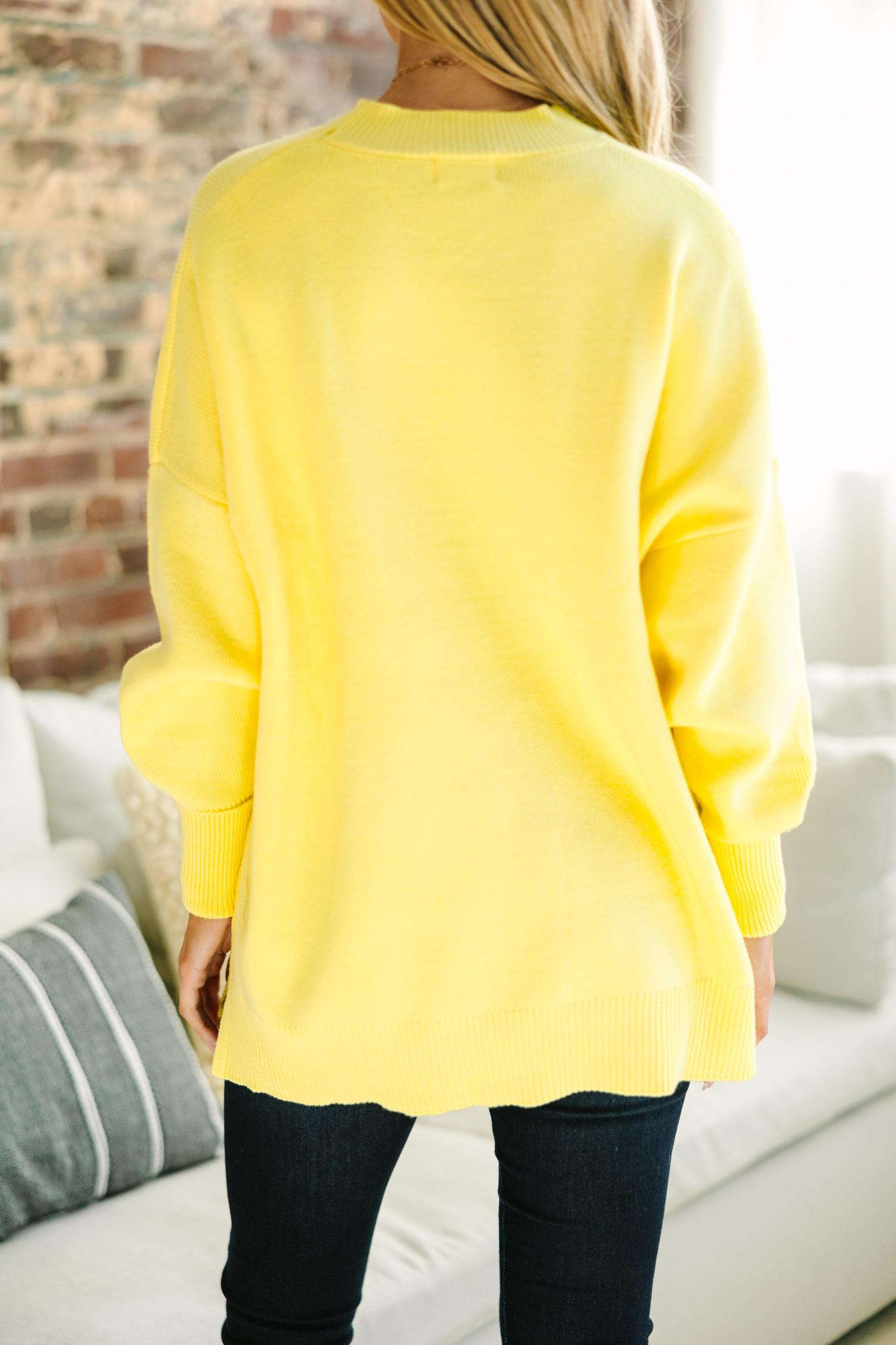 Perfectly You Yellow Mock Neck Sweater Female Product Image