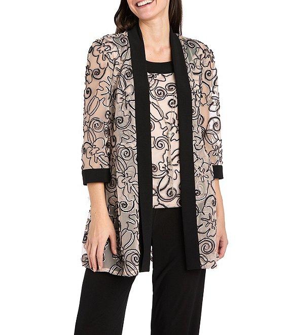 R & M Richards 2-Piece Ribbon Soutache Pant Set Product Image