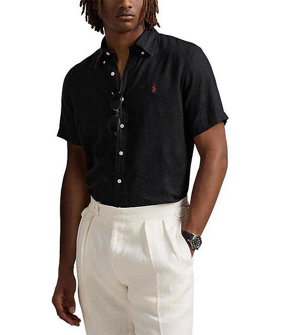 Polo Ralph Lauren Solid Linen Short Sleeve Woven Shirt Product Image