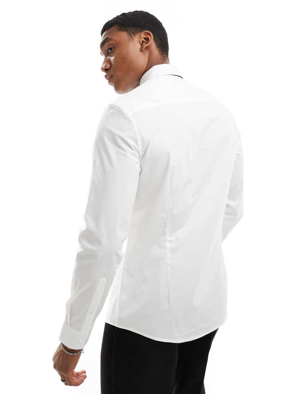 ASOS DESIGN formal easy iron slim fit poplin shirt in white Product Image