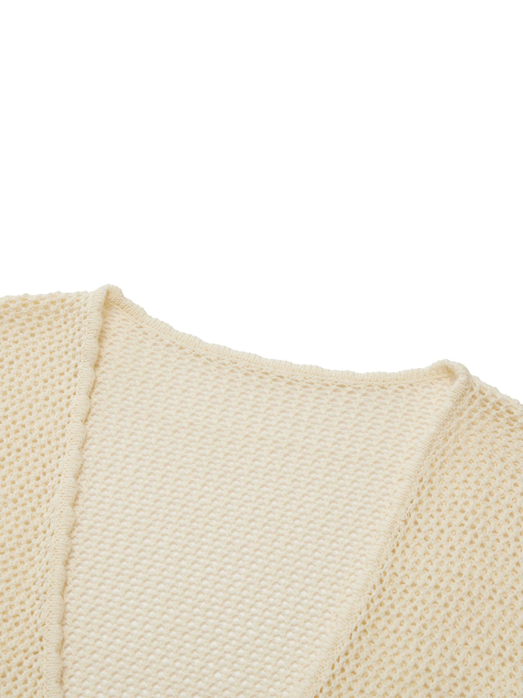 100% Cotton Openwork Tie Front Women Cardigan Product Image