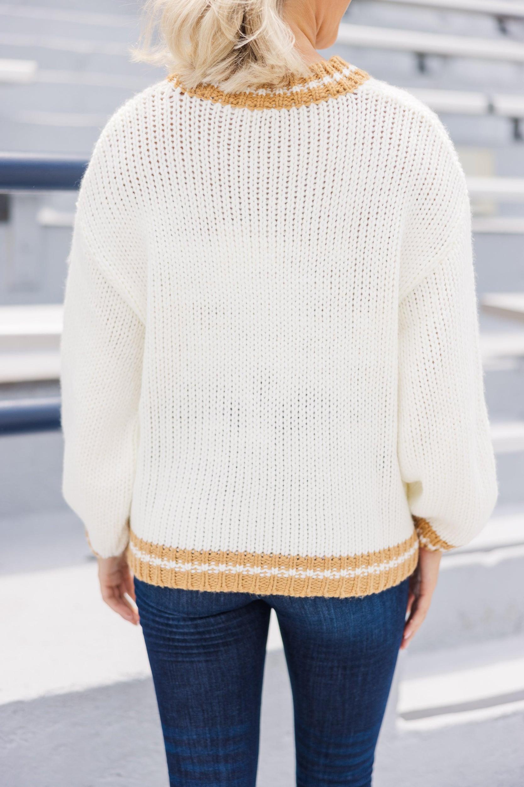 Hooked On You Cream Texas Embroidered Sweater Female Product Image