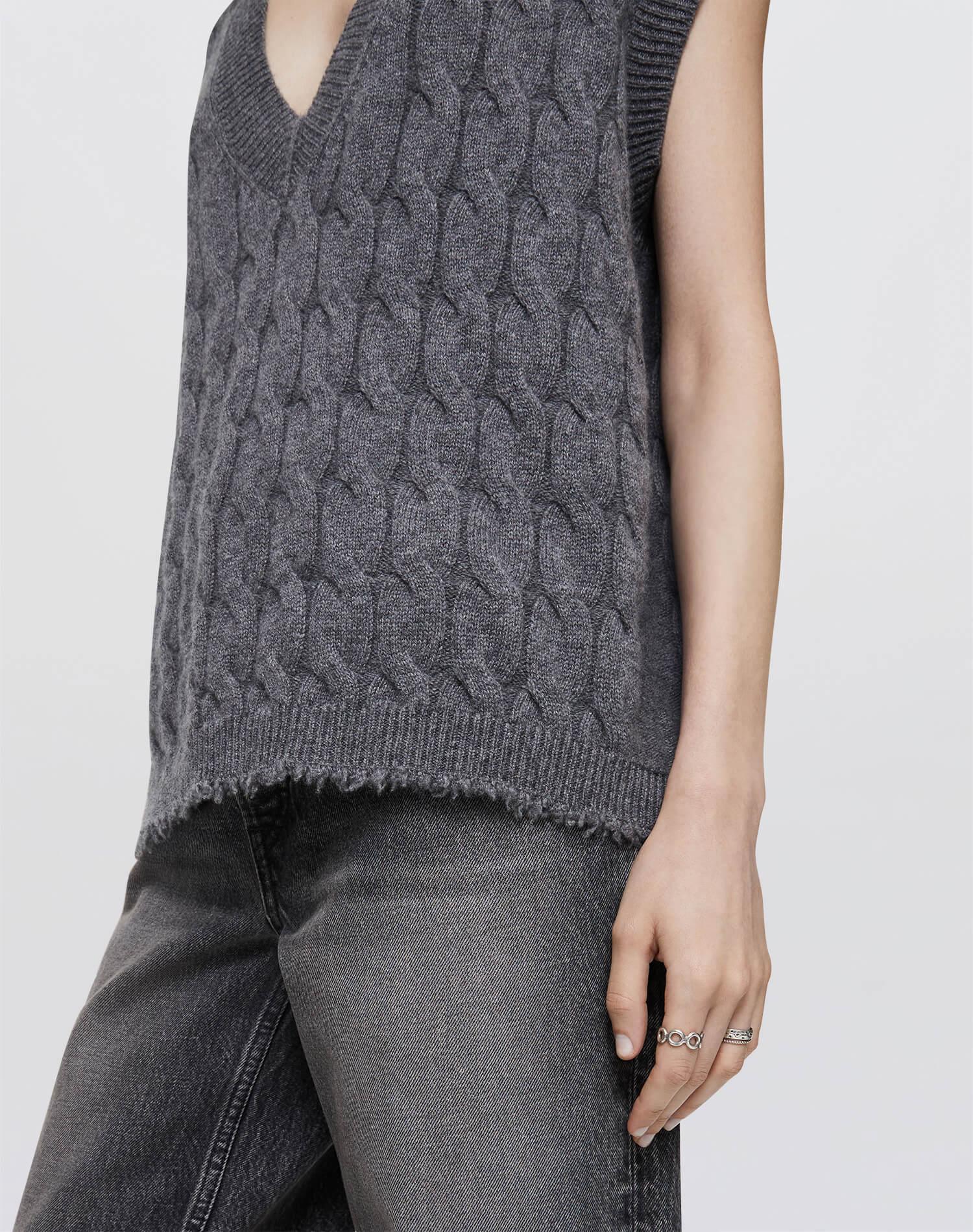 Cashmere Cable Vest - Grey Heather Product Image