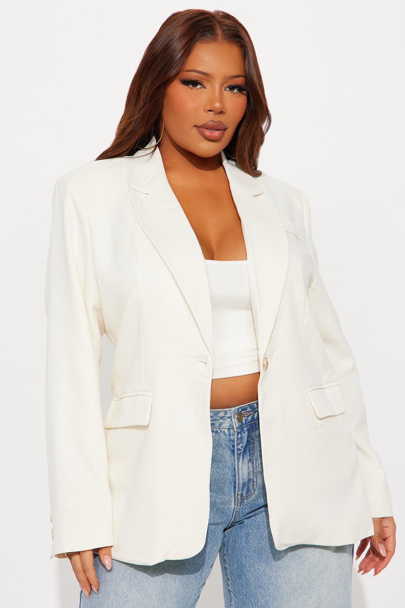 Alexandra Structured Twill Blazer - Ivory Female Product Image