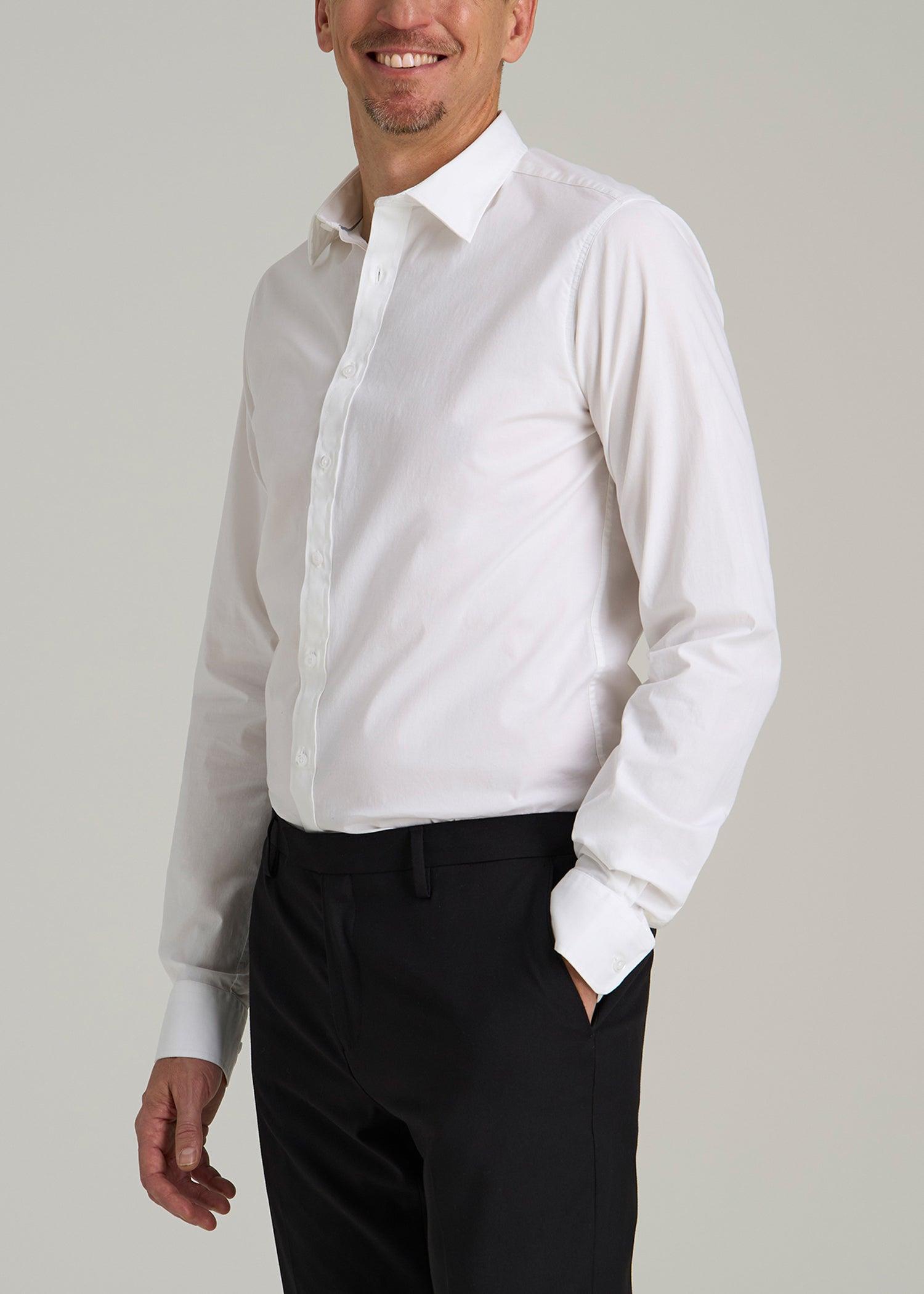 Oskar Button-Up Dress Shirt for Tall Men in Bright White Male Product Image