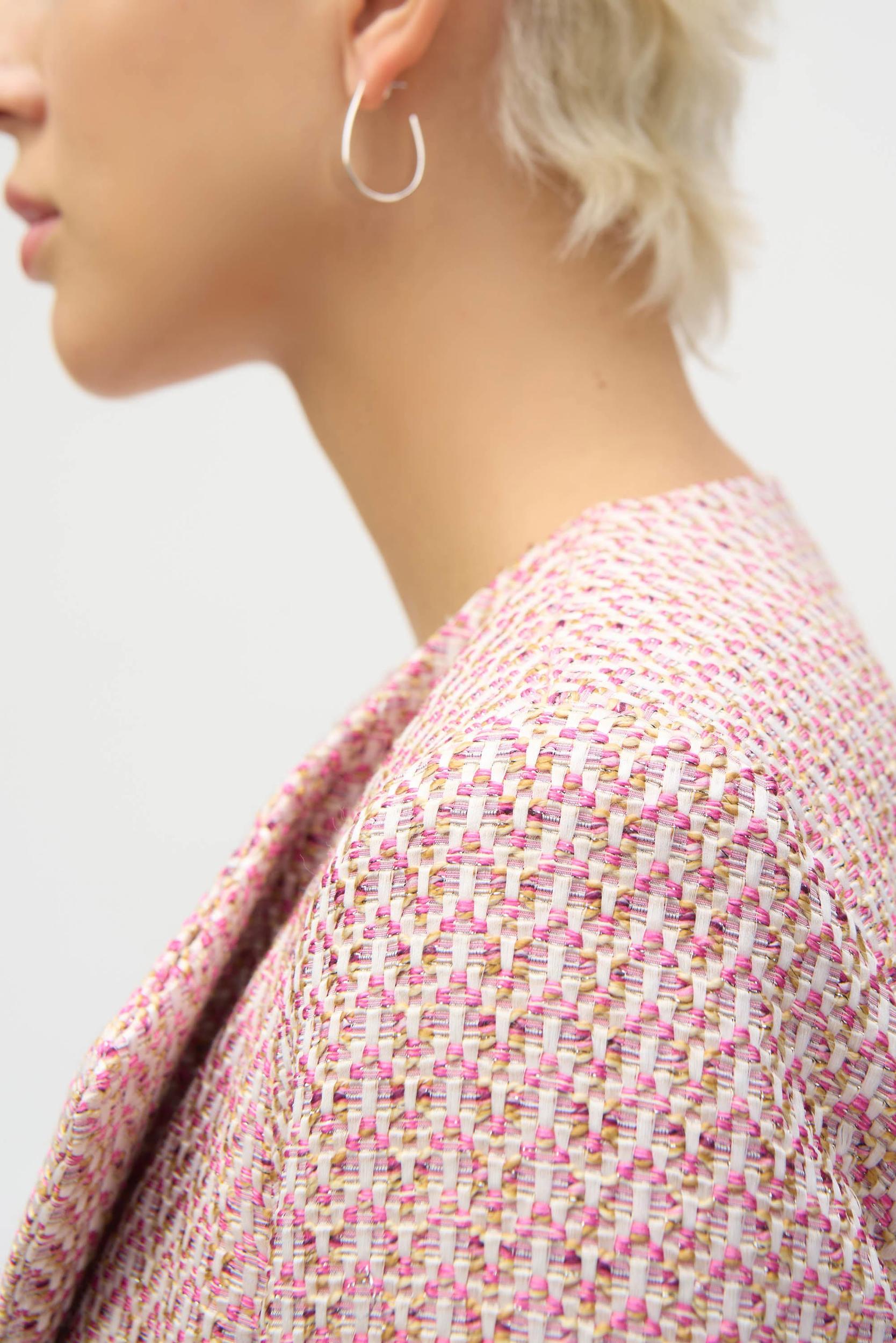 Bouclé Woven Boxy Blazer- Pink/Multi Product Image