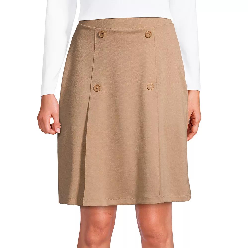 Women's Lands' End School Uniform Ponte Button Front Skort, Size: 8, Green Product Image