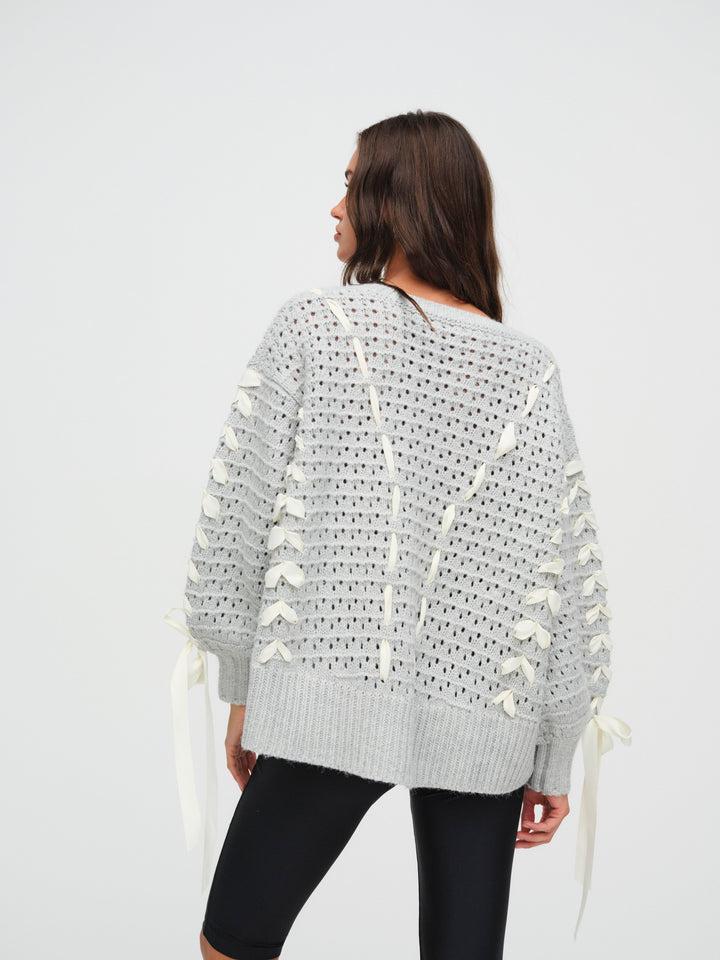 Liberty V Neck Sweater — Grey Product Image