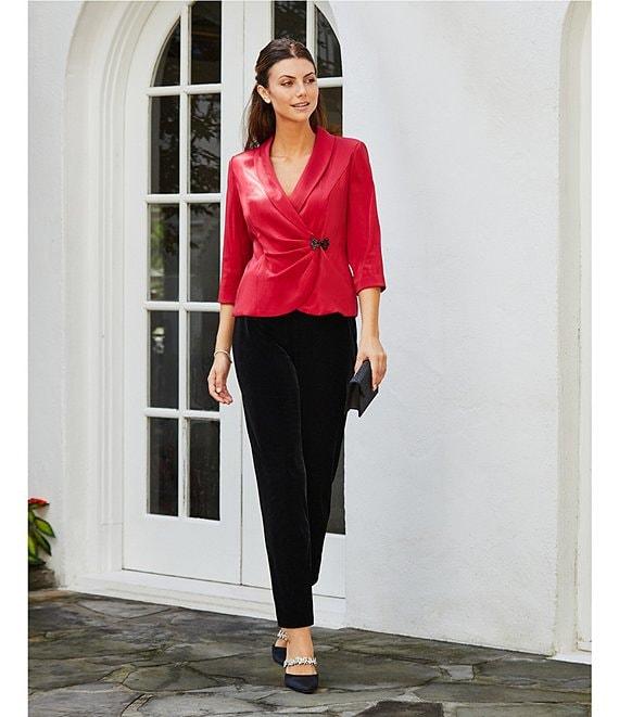Alex Evenings Stretch Velvet Slim Leg Flat Front Pull-On Pants Product Image