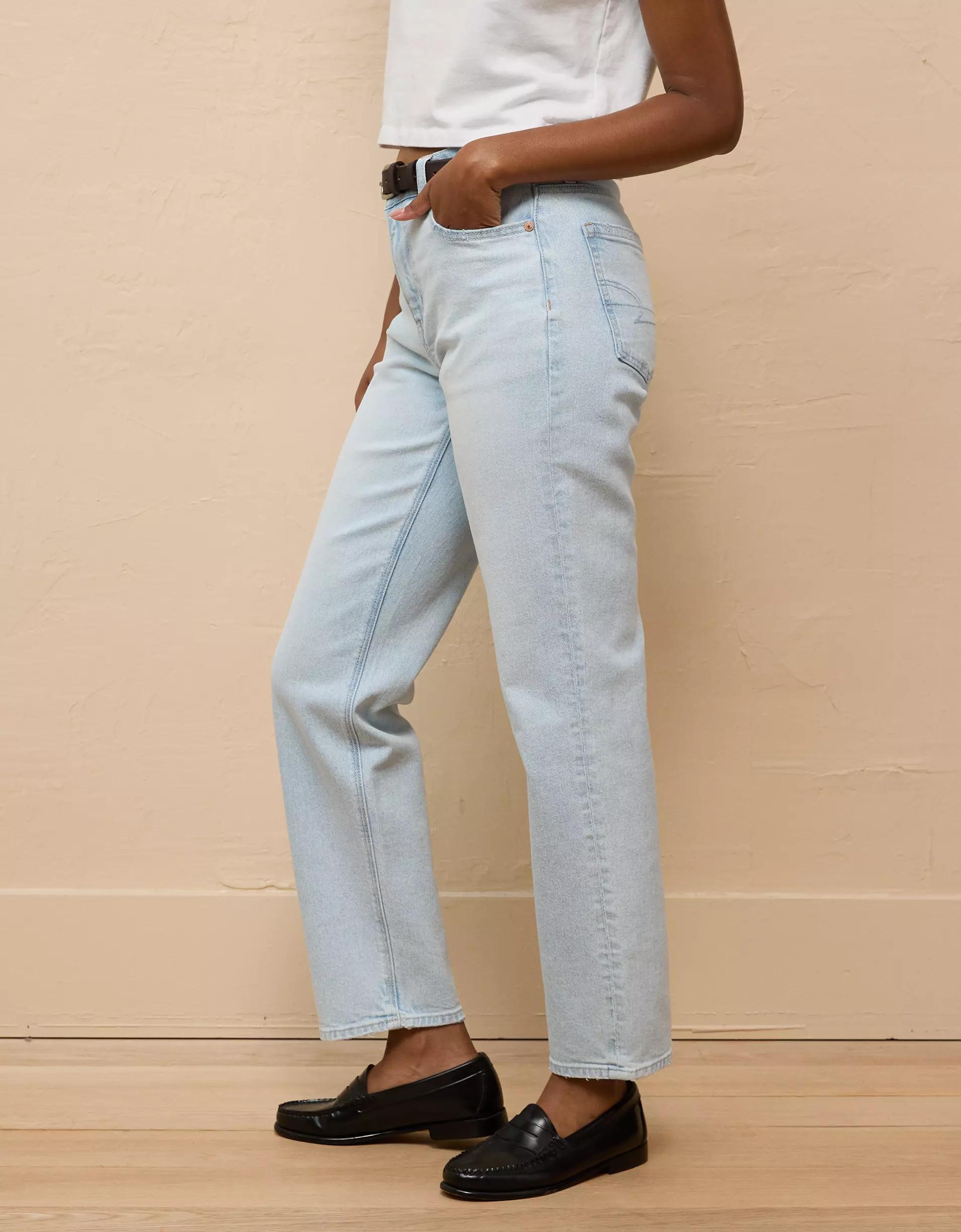 AE Stretch Super High-Waisted Straight Jean Product Image