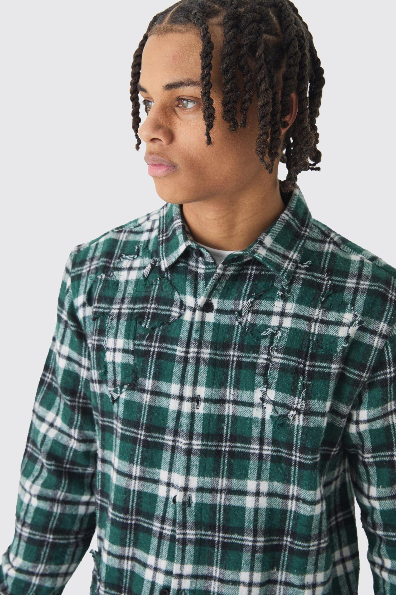 Regular Fit Long Sleeve Flannel Shirt | boohooMAN USA Product Image