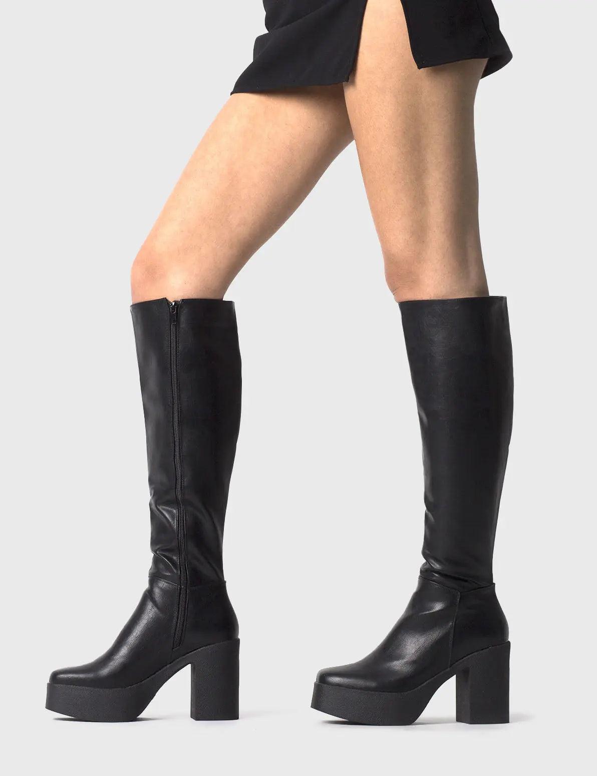Slick Nicks Wide Calf Platform Knee High Boots Product Image