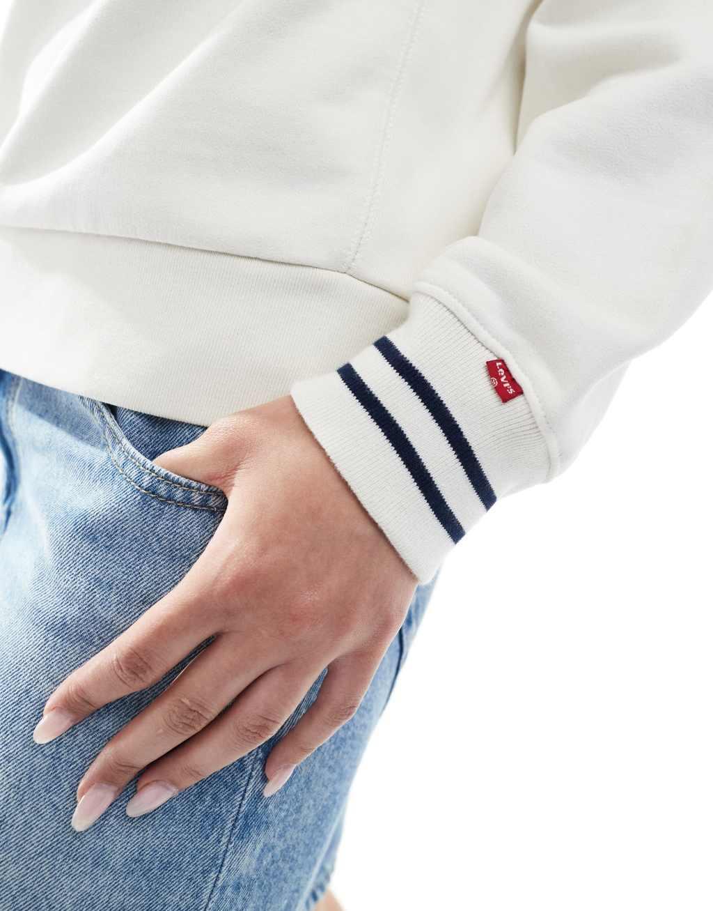 Levi's heritage logo tipped sweatshirt in cream Product Image