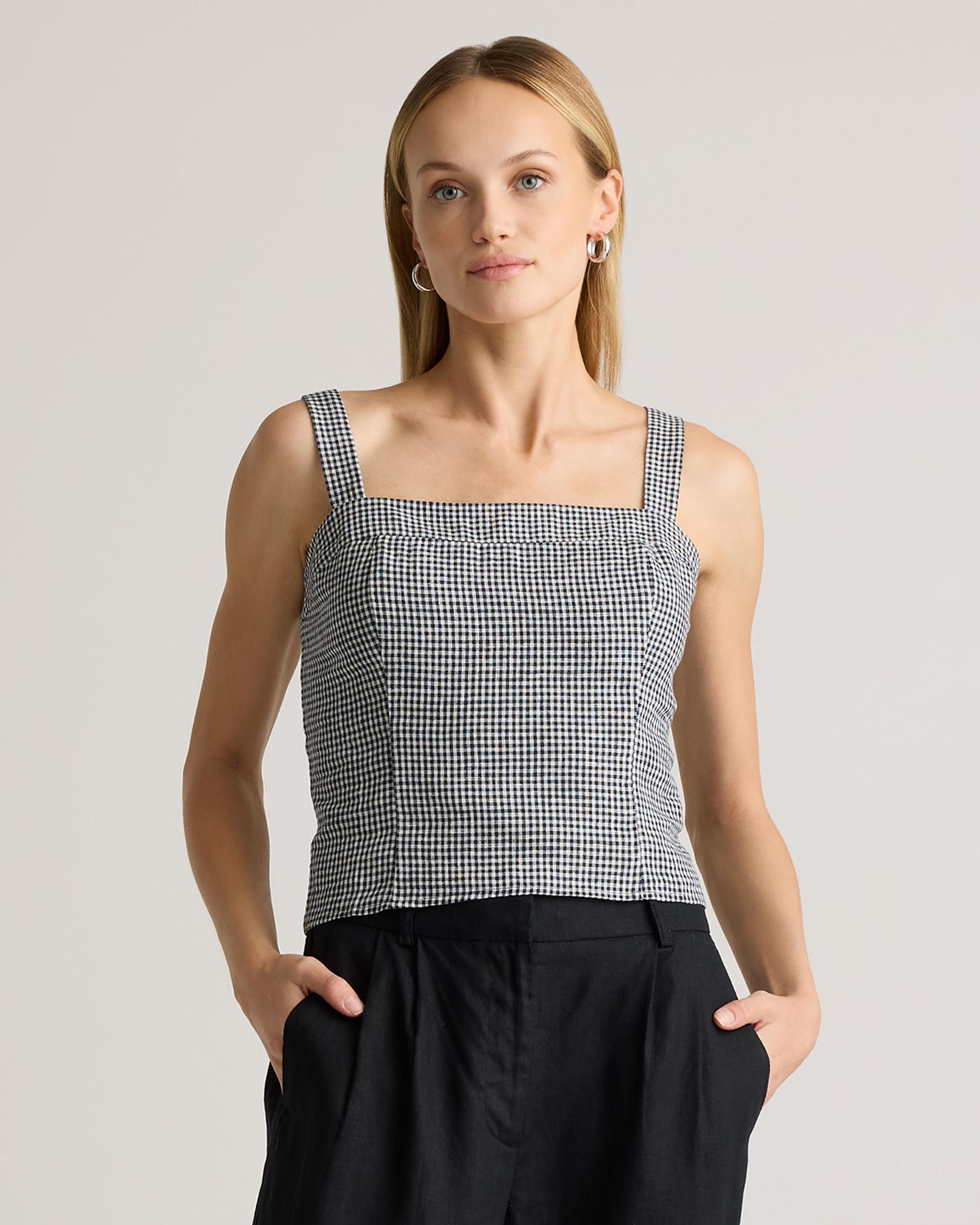 Quince | Women's 100% European Linen Fitted Tank Top Product Image
