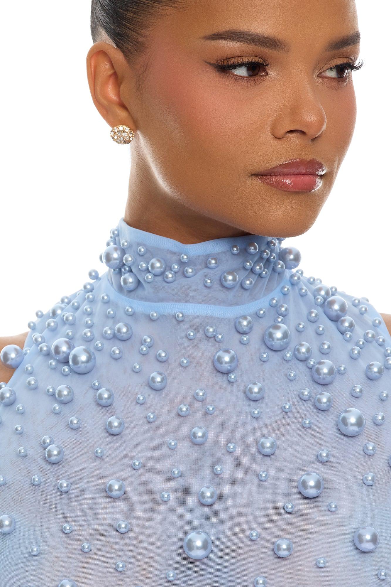Pure Bliss Sheer Pearl Bodysuit - Light Blue Female Product Image